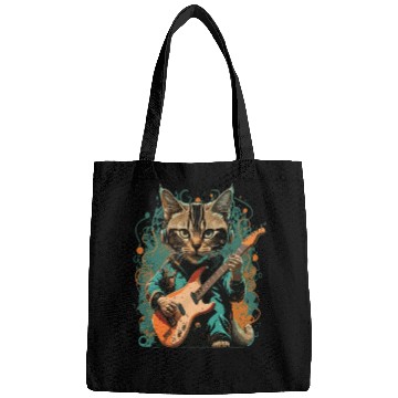 Discover Cat playing a guitar Bags