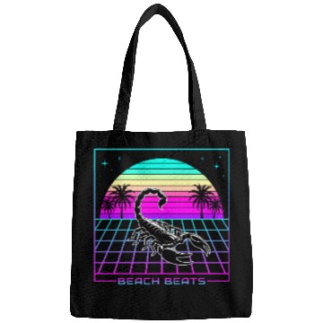 Discover Beach Beats Retro Scorpion - Synthwave Sunset Bags