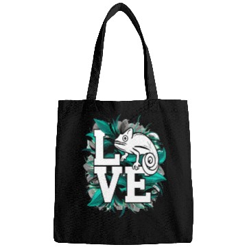 Discover Chameleon Lizard Love Green Teal Text Design Bags