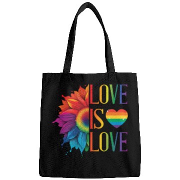Discover Rainbow Sunflower Love Is Love LGBT Gay Pride Bags