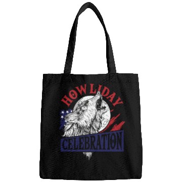 Discover Wolf 4th of July American Flag Howling Wolves Bags