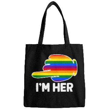 Discover I'm Hers Rainbow Lesbian Couple Funny LGBT Pride Bags