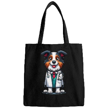 Discover Border Collie as a Doctor, funny dog Bags