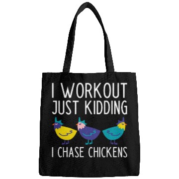 Discover Funny Chasing Chickens Farmer Slogan Bags