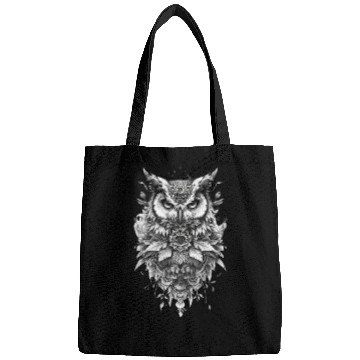 Discover Intricate Black and White Owl Illustration Bags