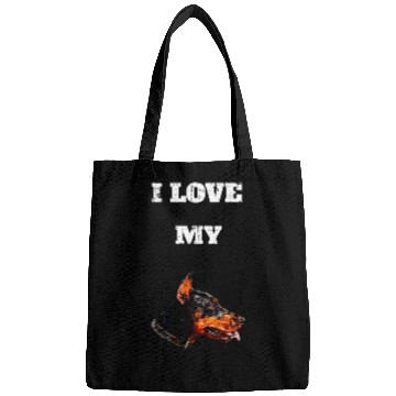 Discover I Love My Geometric Doberman Design Bags