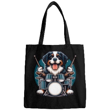 Discover Cool Bernese Mountain Dog Drummer Design Bags