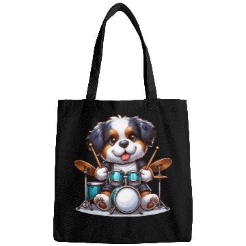 Discover Cool Bernese Mountain Dog Drummer Design Bags