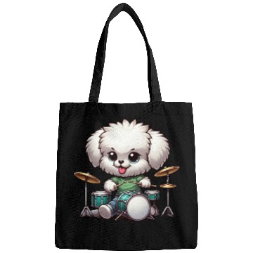 Discover Cool Bolonka Puppy Drummer Design Bags
