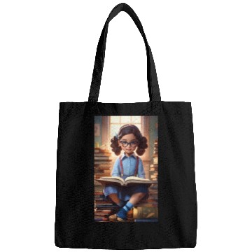 Discover A sweet 5 year old girl wearing a light blue butto Bags