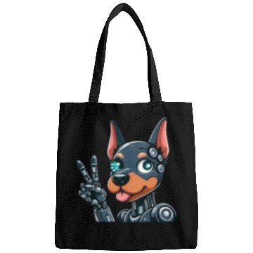 Discover Cyborg Doberman Robot Dog Futuristic Design Bags