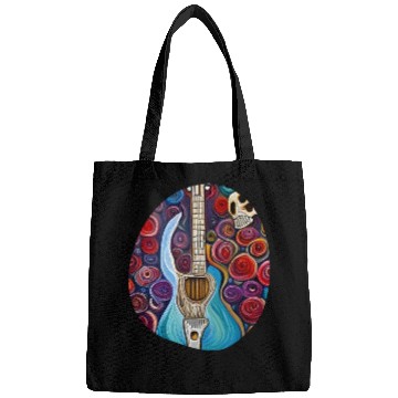 Discover Blue Electric Guitar, Skull and Roses Bags