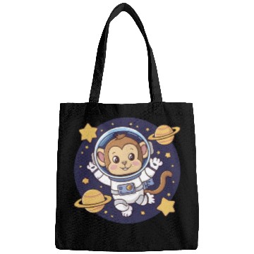 Discover cute monkey floating in space Bags