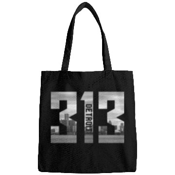 Discover Detroit Michigan 313 Area Code Skyline Bags