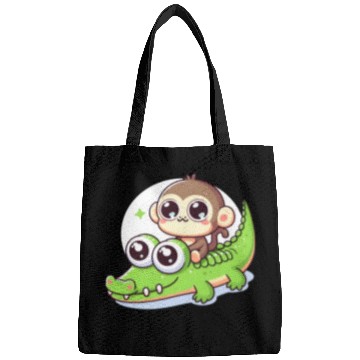 Discover Cute monkey rides crocodile Bags