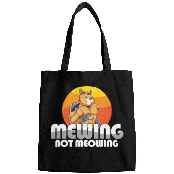 Discover Funny Cat Meme Mewing Not Meowing Jawline Bags