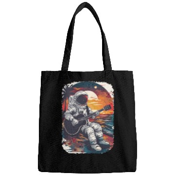 Discover Astronaut Guitar Player Space Music Lover Bags
