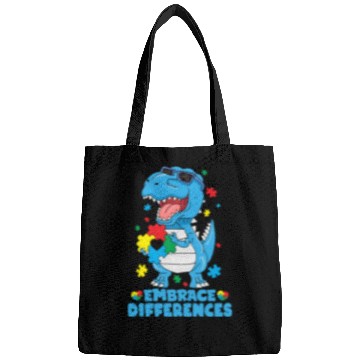 Discover Embrace Differences T Rex Dinosaur Autism Awarenes Bags