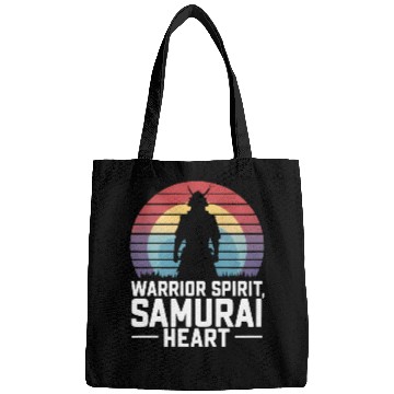 Discover Samurai On A Retro Sunset Bags