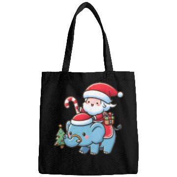 Discover Cute Santa Claus on elephant Bags