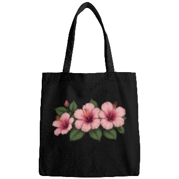 Discover Tropical pink hibiscus flowers Bags