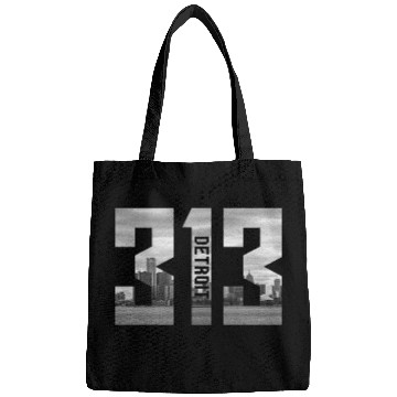 Discover Detroit Michigan 313 Area Code Skyline Bags