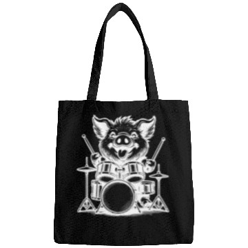 Discover Pig Drummer Farm Beat White Design Bags