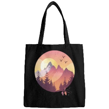 Discover Sunset Mountain Landscape With Flying Birds Bags