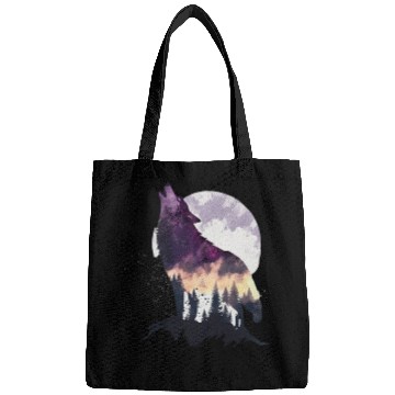 Discover Wolf Print, Cosmic Wolves, Animal Print, Cosmos Bags