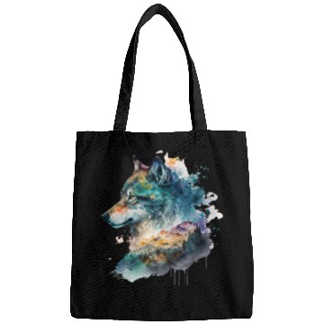 Discover Wolf Print, Cosmic Wolves, Animal Print, Cosmos Bags
