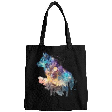Discover Wolf Print, Cosmic Wolves, Animal Print, Cosmos Bags