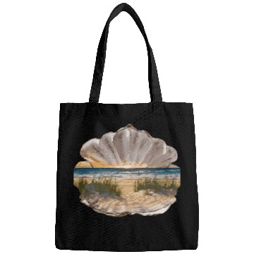 Discover Seashell Beach Scene Serene Ocean Landscape Bags