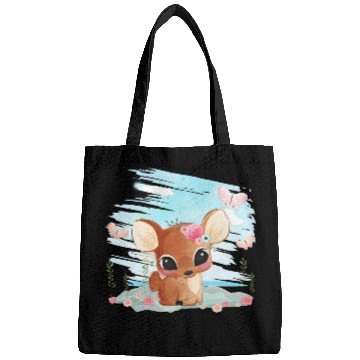 Discover Funny Deer Sitting On Sand At The Beach Bags