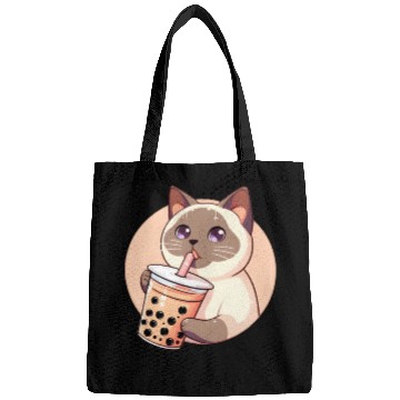 Discover Siamese cat having bubble tea Bags