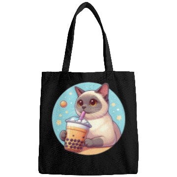 Discover Siamese cat having bubble tea Bags
