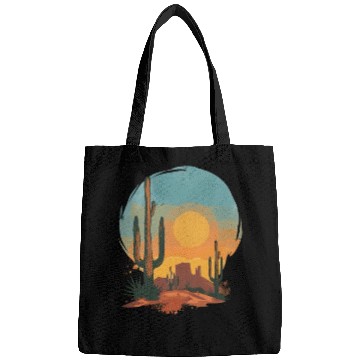 Discover Sunset Cactus Landscape Serenity Scene Bags
