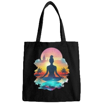 Discover Sunset Yoga Silhouette Tropical Escape Bags