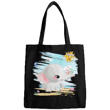 Discover Elephant Walking At Beach With 2 Birds Friends Bags