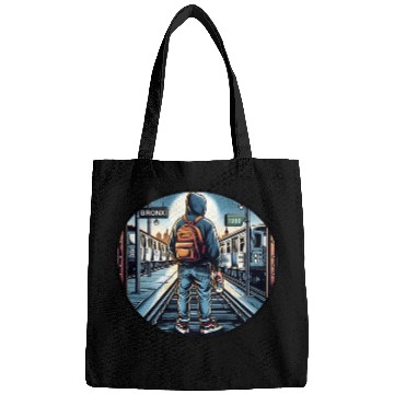 Discover AI Teen in Outdoor Subway Yard - Circle Border Bags