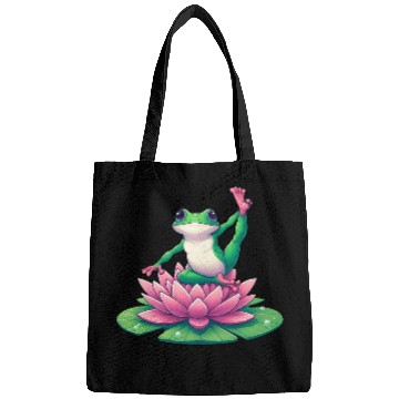 Discover Frog Yoga Meditation on Water Lily Bags
