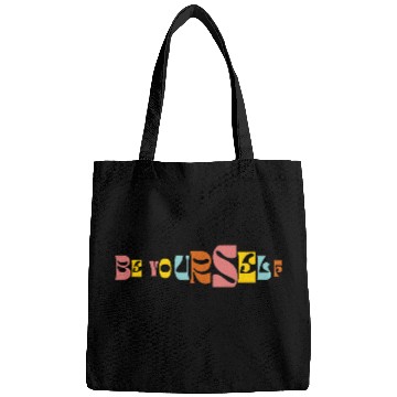 Discover Be Yourself Groovy Text Graphic Bags