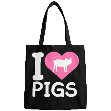 Discover I Love Pigs pig heart piggy piglet silhouette Bags