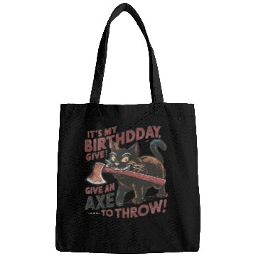 Discover It's My Birthday Funny Axe Throwing cat Lover Bags