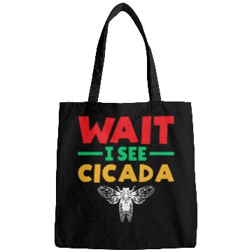 Discover Wait I See Cicada, Funny Colorful Cicada Spring Bags