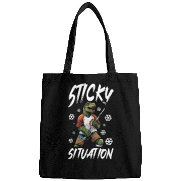 Discover Sticky Situation Funny Hockey Trex Bags