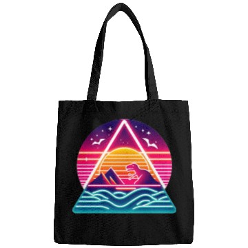Discover Retro dinosaurs in the 80s triangle Bags
