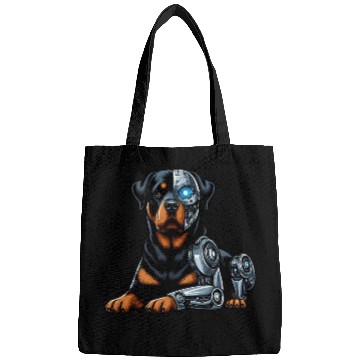 Discover Rottweiler cyborg robot space Bags