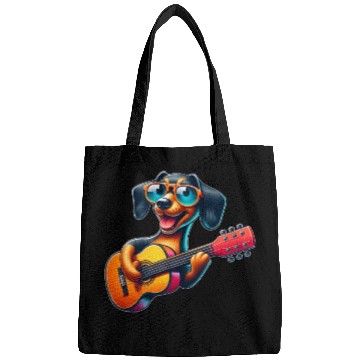 Discover Dachshund Guitarist Guitar Music Dog Bags