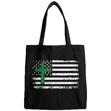 Discover Vintage Distressed Green Cross White USA Flag Bags