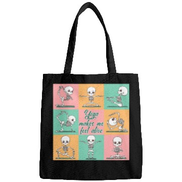 Discover Skeleton - Yoga makes me feel alive Bags